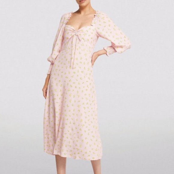 Faithfull The Brand Mathilde Midi Sun Dress | Floral Print | Size 6 | Pink - Picture 4 of 12